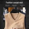 Hengyuanxiang Men's 100% Cashmere V-Neck Sleeveless Sweater Vest