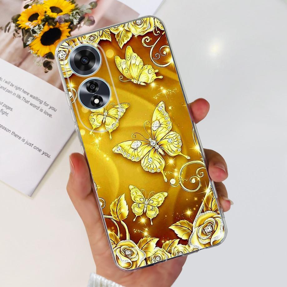 For OPPO A60 Case CPH2631 Phone Coque Transparent Slim Soft Silicone Back Cover oppoA60 A 60 Funda Flower Butterfly Love Heart