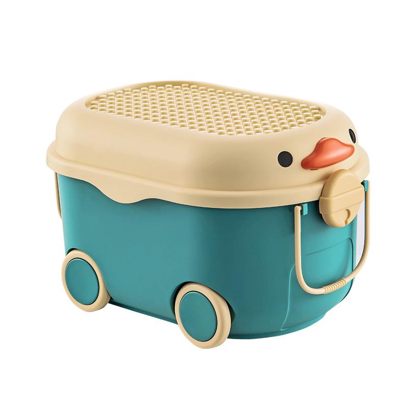 Children's Cartoon Storage Box with Wheels - Large Capacity Organizer for Toys, Clothes, and Snacks