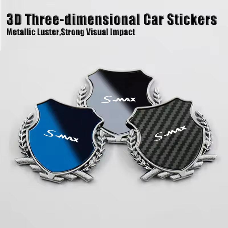AKG1 Zinc Alloy Metal Car Fender Emblem Side Window Badge Styling Decal For Ford S-MAX Logo Exterior Modification Decor Accessories