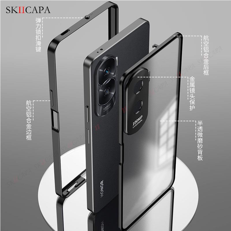 Tempered Glass Phone Case For Huawei Honor 90 Aluminium Alloy Bumper Cover For Huawei Honor 90 Pro X50i Slim Shockproof Cover