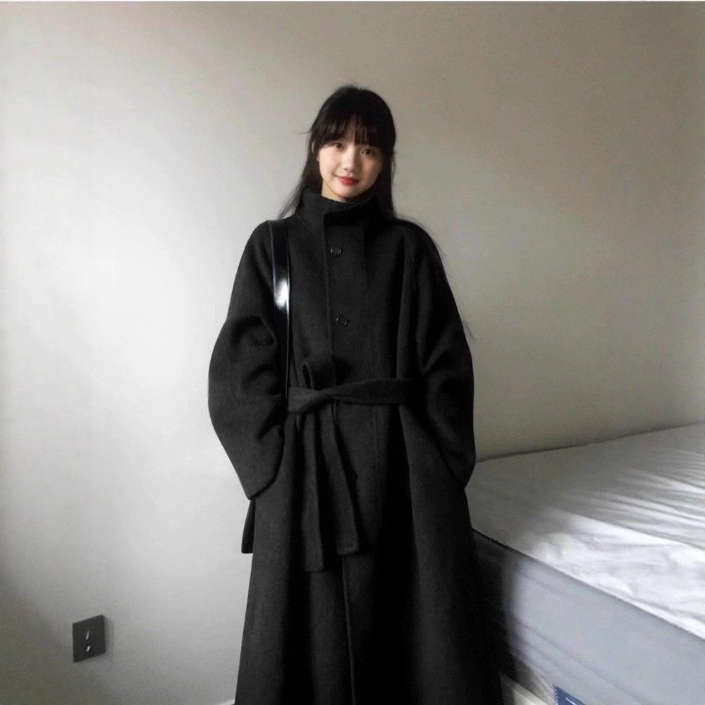 Women's Petite Medium-Length Woolen Coat: 2025 Autumn/Winter Korean Style, Thickened and Stylish.