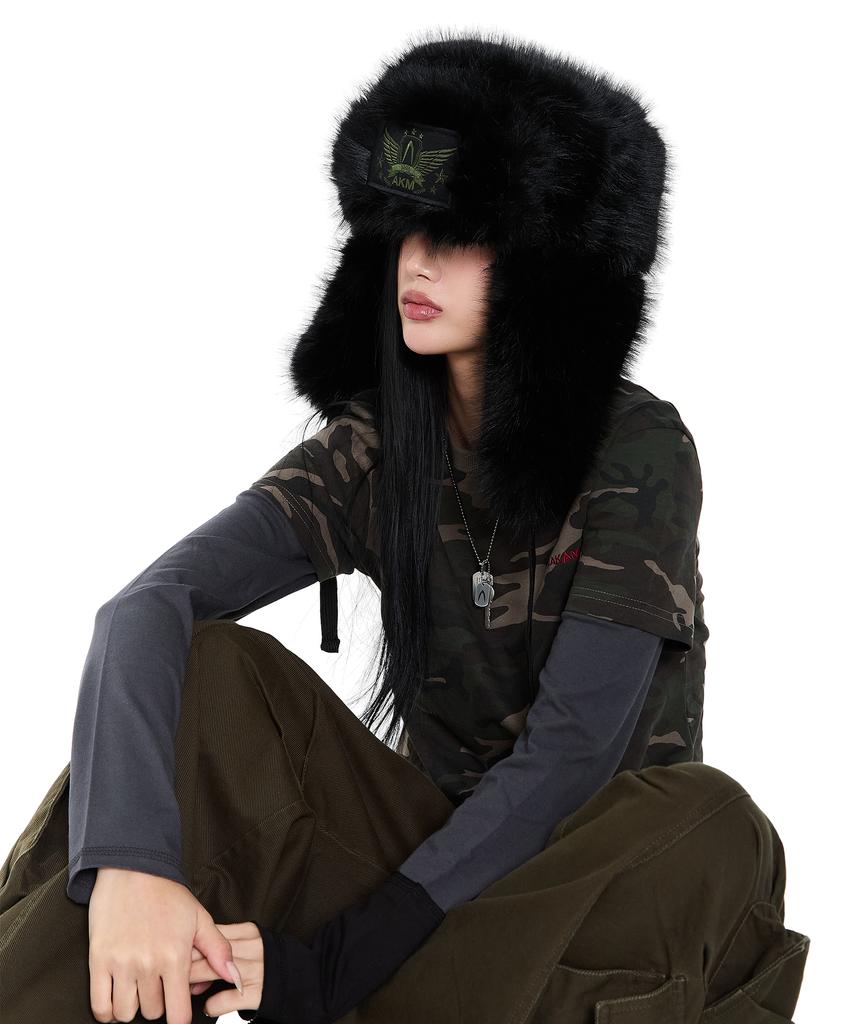 AAKAM Akm Patch Fur Trapper Hat (Black)