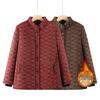 Floral Velvet-Lined Winter Coat for Elderly Women - Warm Cotton Jacket with Stand Collar