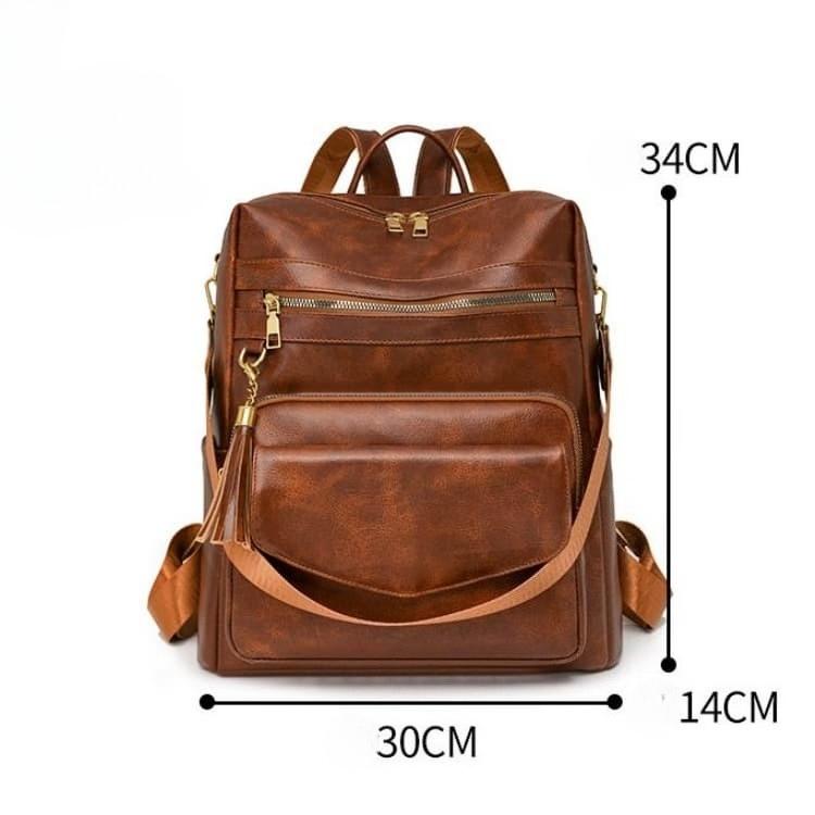 Europäischer und amerikanischer Rucksack für Damen im Vintage-Stil aus weichem Leder