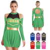 Damen-Schulmädchen-Cheerleading-Kostüme, kalte Schultern, Ausschnitt-Buchstaben-Print-Kleid für Halloween-Ballspiele