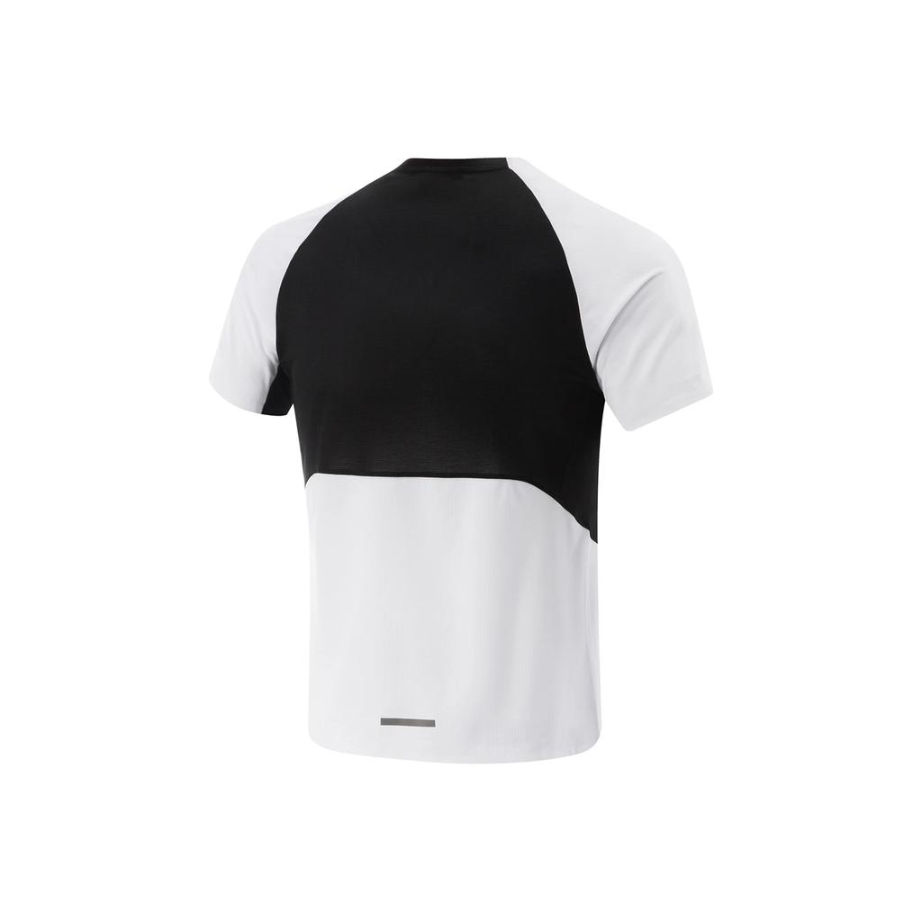Li Ning Running Series Round Neck Pullover Slim Fit Color Block Comfortable Versatile Letter Print Short Sleeve T-Shirt Men Tops ATSV097-1