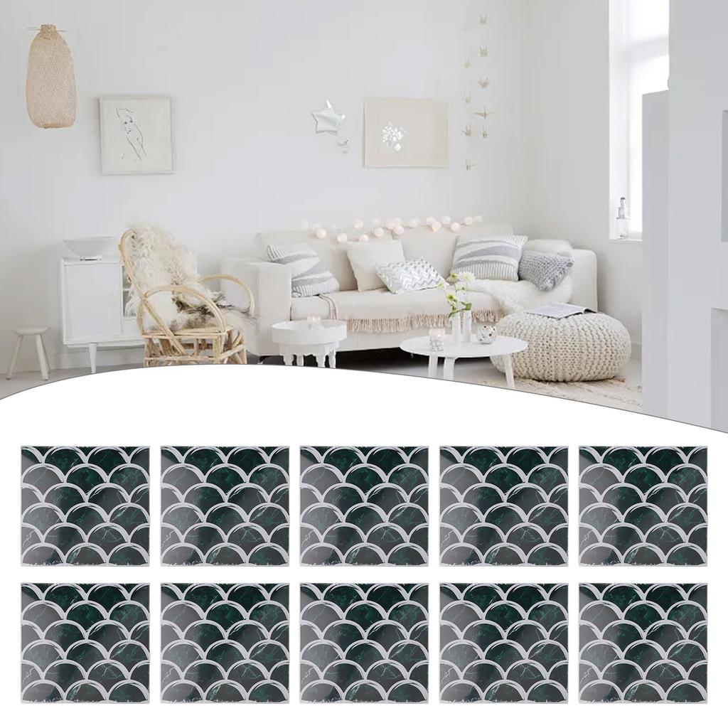 10PCS Mosaic Tile Wall Sticker Kitchen Tile Sticker Bathroom Mosaic Wall Sticker Self Adhesive Home Decor 15*15cm TV Wall Decor