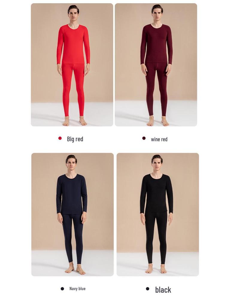 Men's Autumn Pure Cotton Thermal Set: Long Johns & Base Layer Shirt