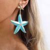 Exaggerated Drop Oil Starfish Pendant Earrings for Women Creative Metal Pentagram Earrings Beach Vacation Zircon Gifts