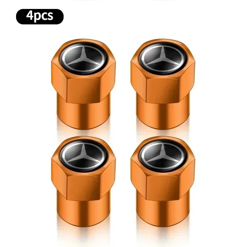 CSC1 4Pcs Metal Car Wheel Tire Air Valve Caps Stem Covers For Mercedes Benz B/C/E/S Class A Class C200L GLC GLE CLA Car accessories