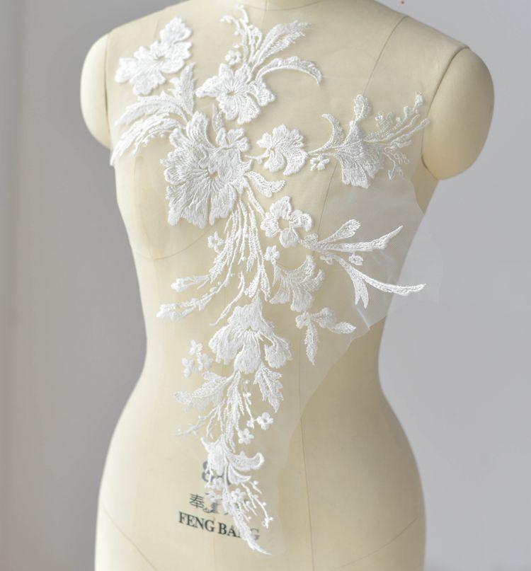 Exquisite Rayon Cotton Embroidered Lace Flower Sticker Wedding Dress Handmade Diy Material Clothing Decorative Accessories