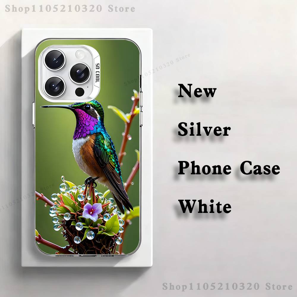 Animals Hummingbirds Phone Case For iPhone 17,16,15,14,13,12,11,Pro,Max,Plus,Mini,XS,SE Anti Fall White Matte Hard Bumper