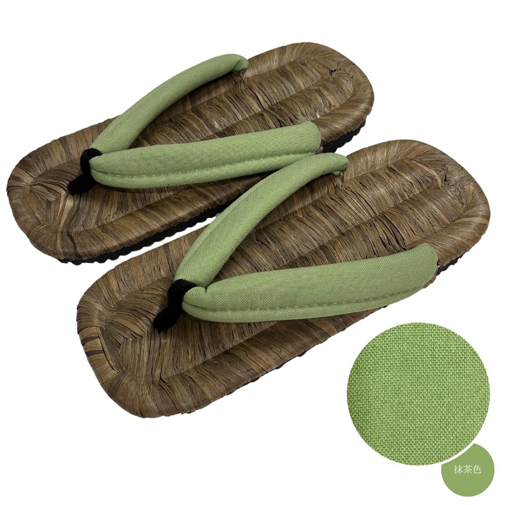 Edoten Geta Sandals, Radial Sole, Crow Bamboo, Cushioned Strap, Made in Japan, Matcha Green Canvas, Size LL