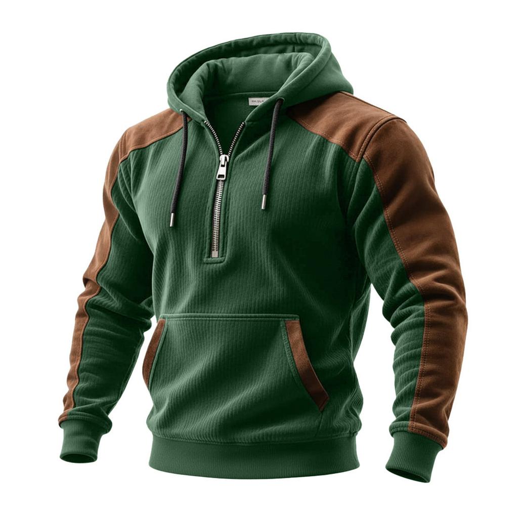 Men's Corduroy Hoodie Casual Long Sleeve Sweatshirt for Fall and Winter