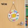 Farmhouse Classroom Sign Wooden Welcome for Door, to Our Round Smooth Surface Door Plaque Hanger, Front Hanging Sign, Back School Preschool Decoration
