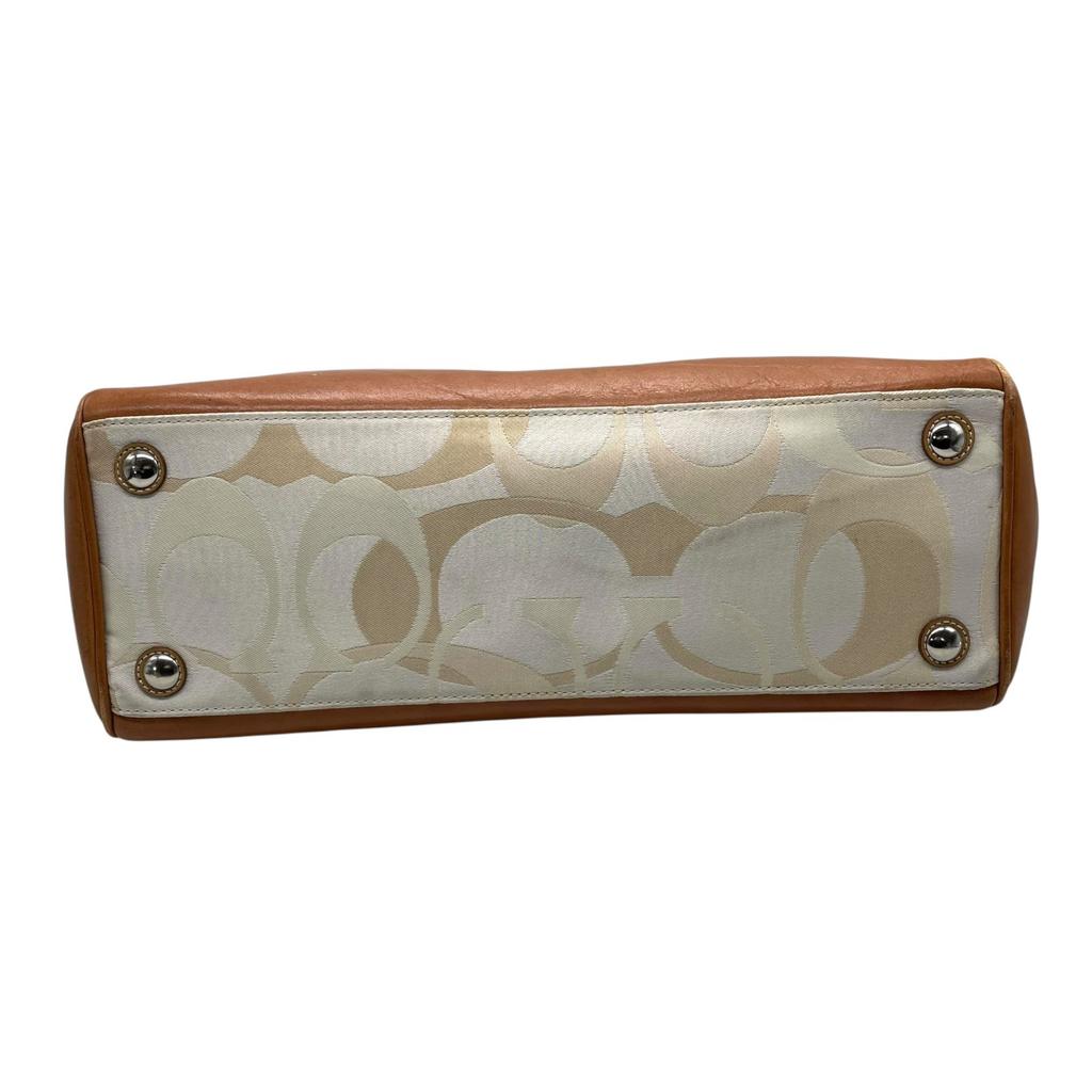 Used COACHHandbag white/Brown Canvas/leather Women