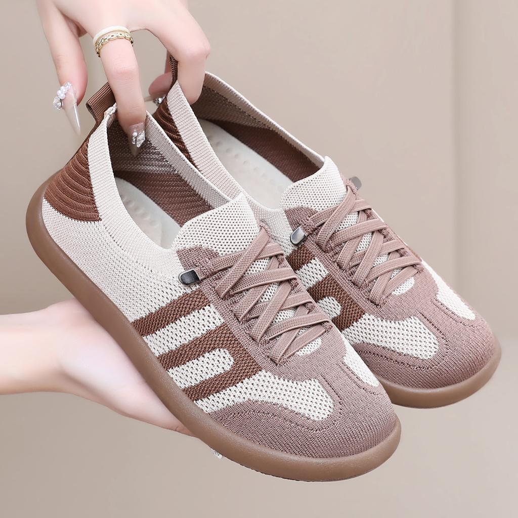 Women's Shoes Soft Bottom Not Tired Spring Breathable Single Shoes Versatile Mom Shoes Casual Lace Up Lazy Soft Bottom Women's Cloth Shoes