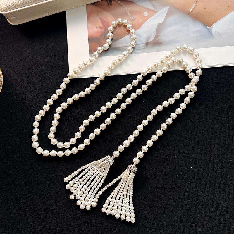 Long retro fringed necklace stacked design high-end sweater chain women's autumn and winter, clothing accessories