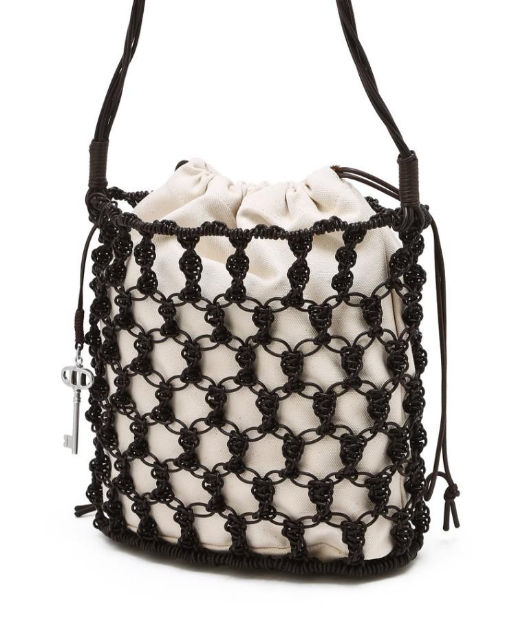 Athe Vanessabruno Ivory Weaving Net Shoulder Bag M Aaba6E861Iv