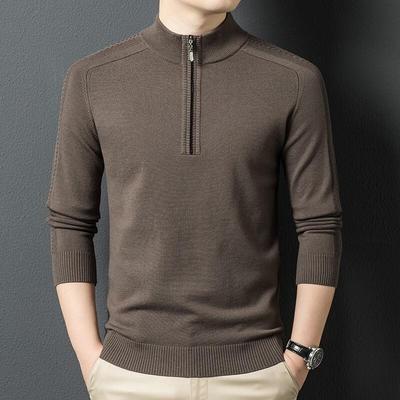 Men's Casual Stand Collar Quarter-Zip Pullover Sweater