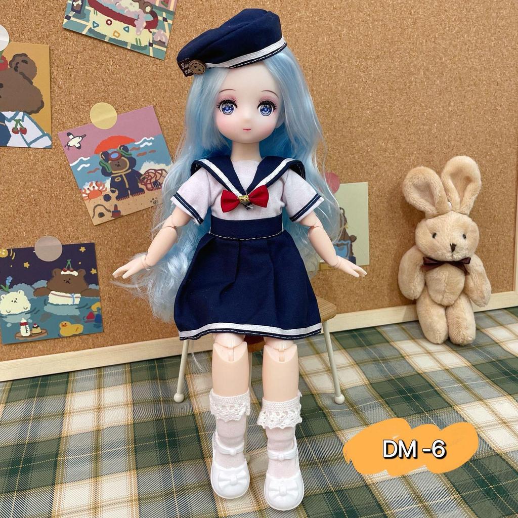 30CM Mini Movable 23Jointed Doll Girls Toy 3D Big Eyes BJD Princess Full Outfits Dresses Collection Childrens Doll Gift