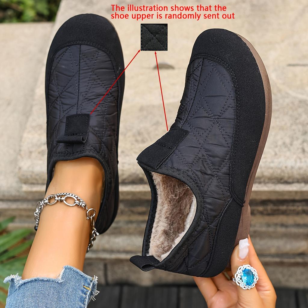 Women'S Cozy Slip-On Winter Boots - Warm Fleece-Lined Round-Toe Ankle Boots with Chunky Sole, Brown Casual Boots for Casual Attire, Winter Footwear