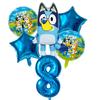 6 Stück Familie Bluey Aluminiumballon Cartoon Bingo Aktivität Spielzeug Blau Gold Stern Ballon Dekoration Sammlung Geburtsdatum Feier Babyparty Zubehör
