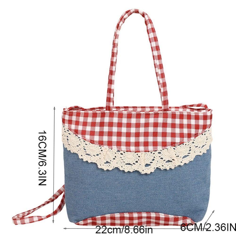 Square Bow Handbag Lace Sweet Crossbody Bag Rural Style Lattice Handbag  Gifts