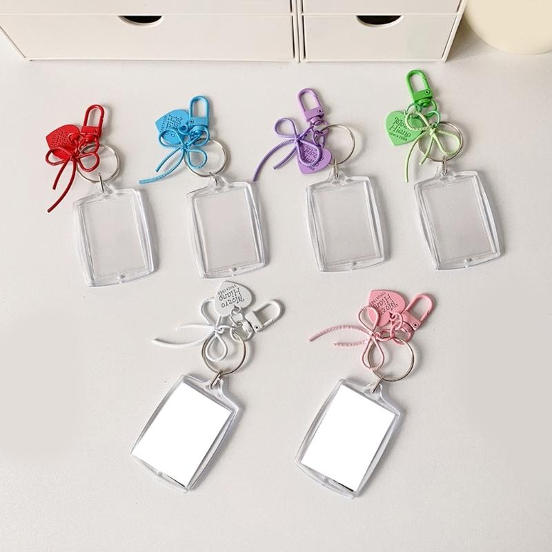 Contemporary Acrylic Photo Display Organizer Compact Keychain Card Sleeve Decorative Desk Accessory For Daily Use