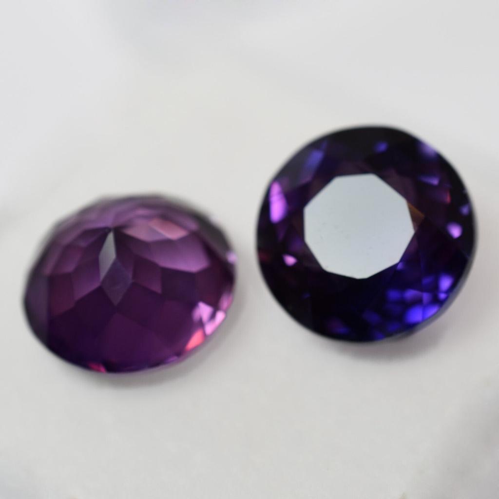 Natural Purple Tanzanite Loose Gemstone Round 16.00 Ct Pair for Jewelry Making and Gem Collections