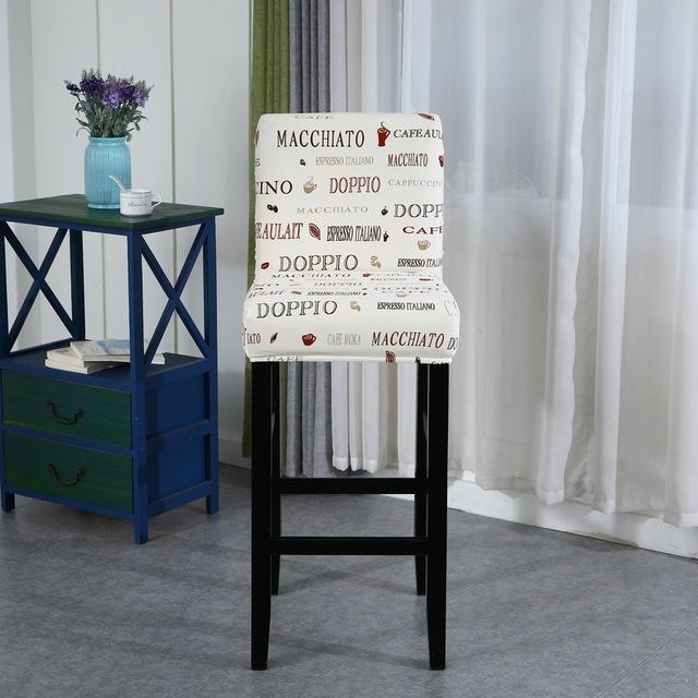 Elastic Short Chair Furniture Cover Spandex Fabric Printed Bar Stool Seat Covers Chair Protector Slipcovers For Cafe Dining Space Kitchen Washable