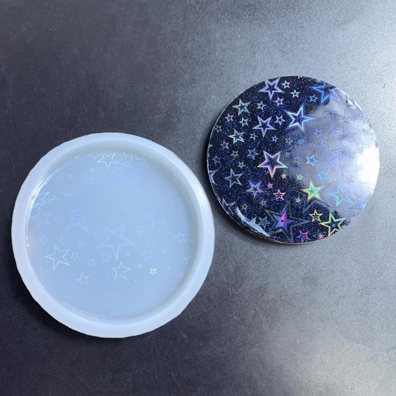 Holographic Resin Molds Silicone,Resin Coaster Molds Round Coaster Molds for Resin Casting,Epoxy Resin Mold for Cups Mat