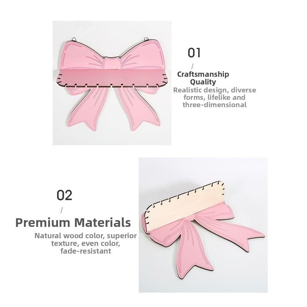 Pink Bow Wall Mounted Shelf Wooden Holder Wood Storage Rack Wall Storage Holder  Girls Room