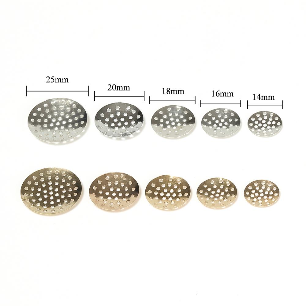 50pcs 14mm-25mm Brooch Base Brooches Bouquet Metal Disk Shell Flower Cabochon Bezel Round Blank For Diy Jewelry Making Wholesale