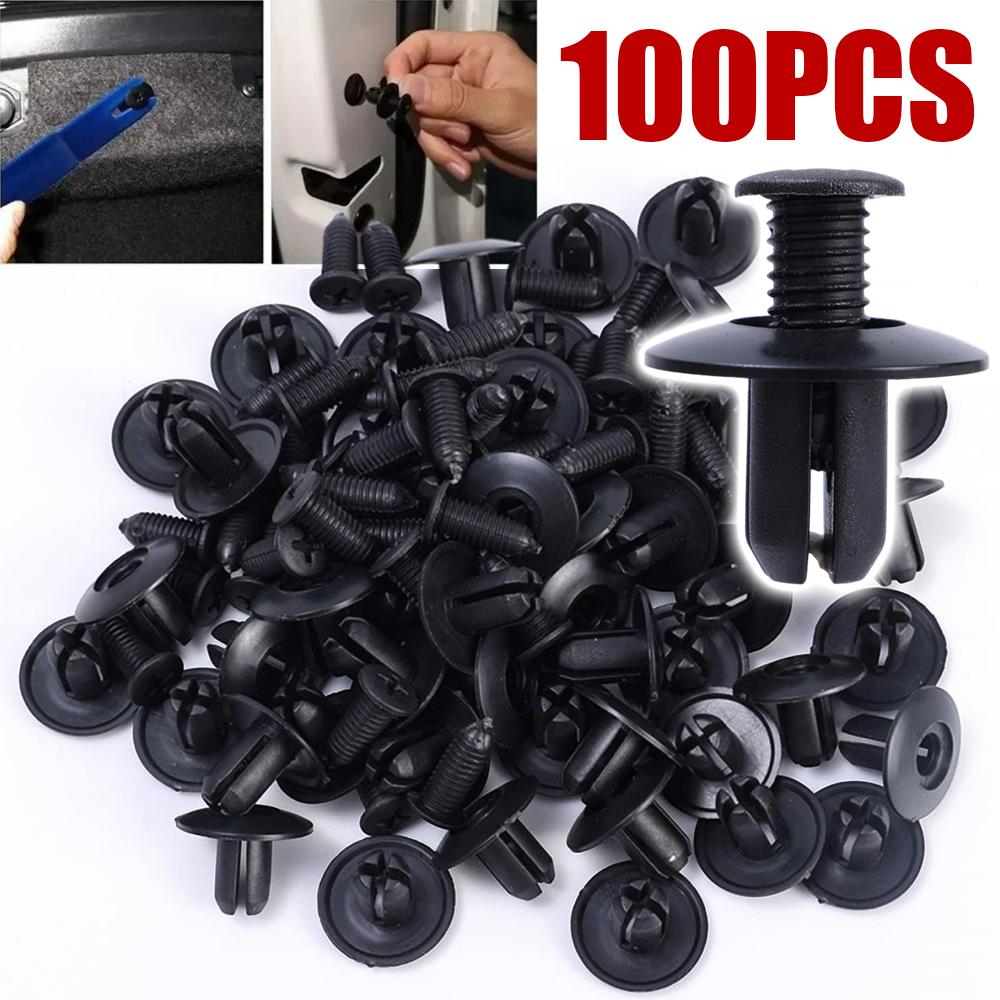 Sorte Plast Nitter Fastgørelseselement 8 mm Hul Bil Kofanger Skærm Holder Clips Universel Bil Dør Trim Panel Trykknap Clips Spænde