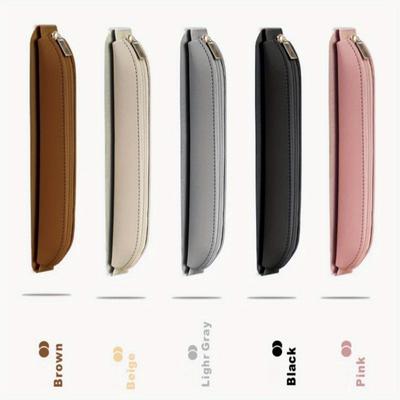 PU Leather Pencil Bag Solid Color Cute Single Pen Storage Pen Cover with Elastic School Supplies Office Pens Protective Cover