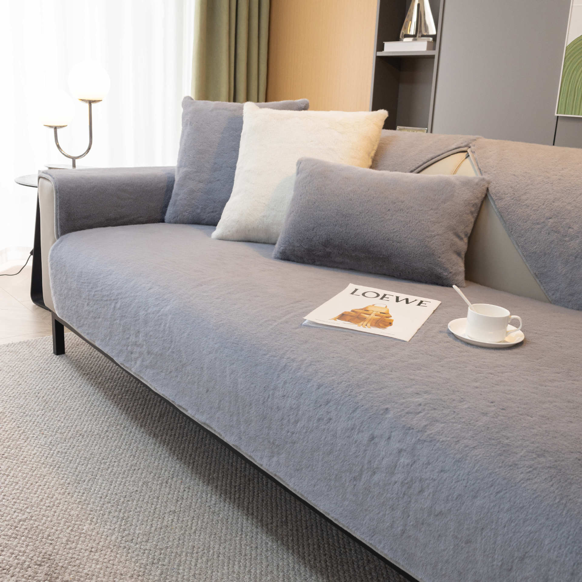 

Stroking Cats Xiaomi Mink Sofa Cushion Winter New Thickened Non-Slip Winter Warm Plush Seat Cushion Cover 70*70cm