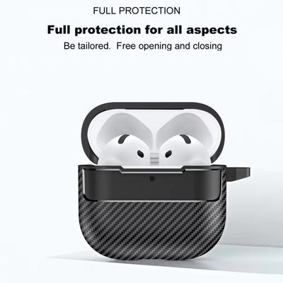 Carbon Fiber Armor Earphone Protective Case For Apple Airpods 4 3 1&2 Pro 2 2nd Gen Anti-Lost Hook Cover for Airpods Pro 3 2025