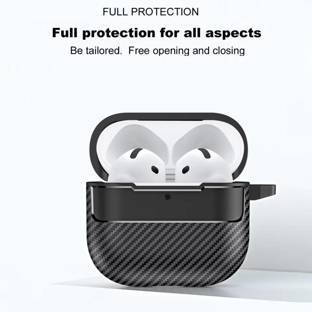 Carbon Fiber Armor Earphone Protective Case For Apple Airpods 4 3 1&2 Pro 2 2nd Gen Anti-Lost Hook Cover for Airpods Pro 3 2025