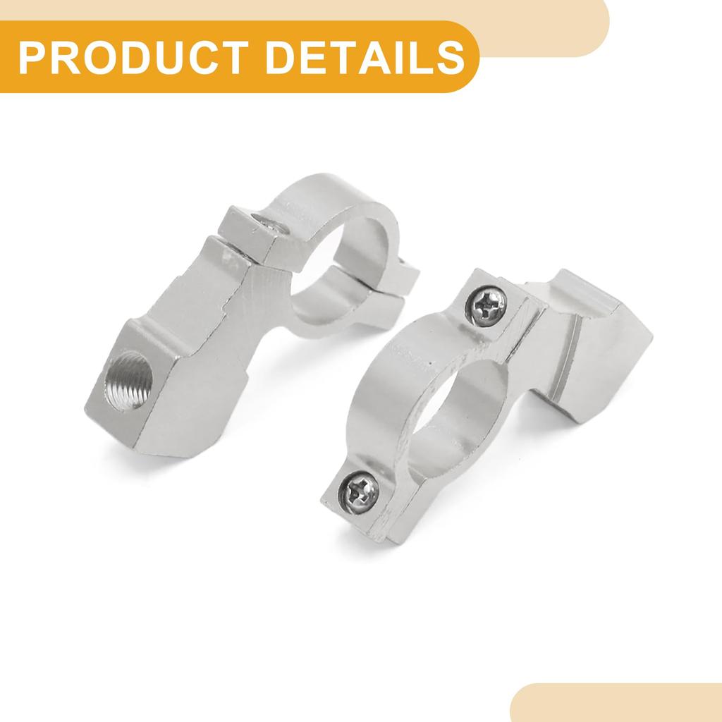 Partuto Set of 2 10mm Screw 7/8" Universal Handlebar Rear View Mirror Holder - Aluminum Alloy Silver Tone