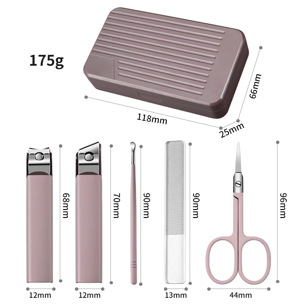 Professional Portable Manicure & Pedicure Set: Flat Edge Nail Clippers, Foot Care Tools, Ear Pick.