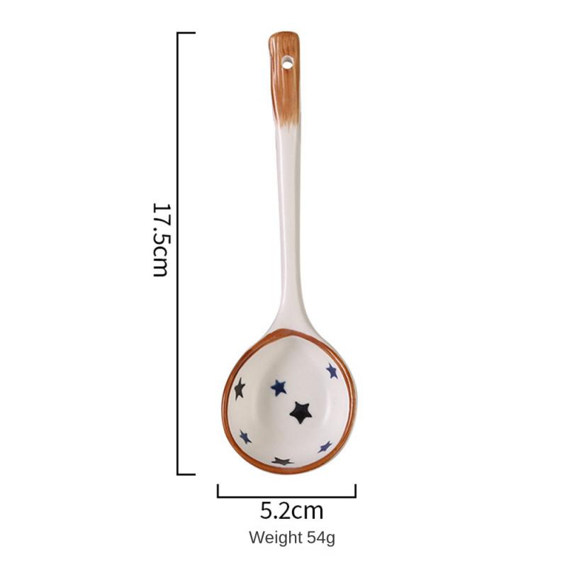 Keramisk soppsked Japansk stil Kreativ grov keramik Handmålad keramisk sked Kaffe Mjölk Dessertsked Kreativt bordsserv