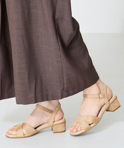 Cross Strap Metallic Line Sandals/Women's 55201 BEIGE-M