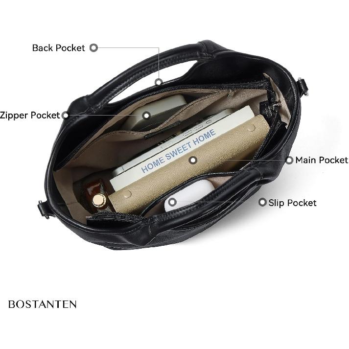 BOSTANTEN Vegan Leather Purses for Women Soft Crossbody Zip Satchel Handbag