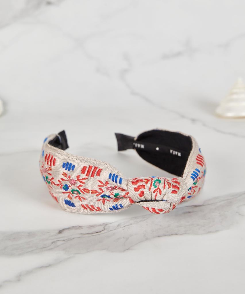 Maia Garden Jacquard Hairband - Knot Type Beige Pink