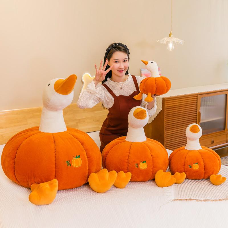 Big White Goose Plush Toy Stretch Cotton Sleeping Pillow Doll Bed Throw Pillow Creative New Pumpkin Goose Large Doll