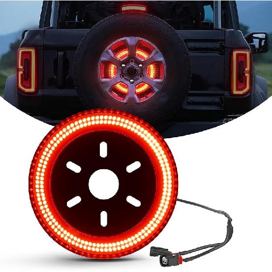 SUPAREE Spare Tire Brake Light Fit For Jeep Wrangler 2007-2017 JK JKU YJ TJ, Plug And Play 4Th Third Brake Light Rear LED Ring Wheel Light, Red