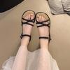 French fairy style low-heeled sandals female summer fashion temperament 2025 new casual Roman beach cool slippers