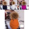 Real Winter New Raccoon Fur Hats Pom Pon Women Lady Knit Beanie Bobble Cap